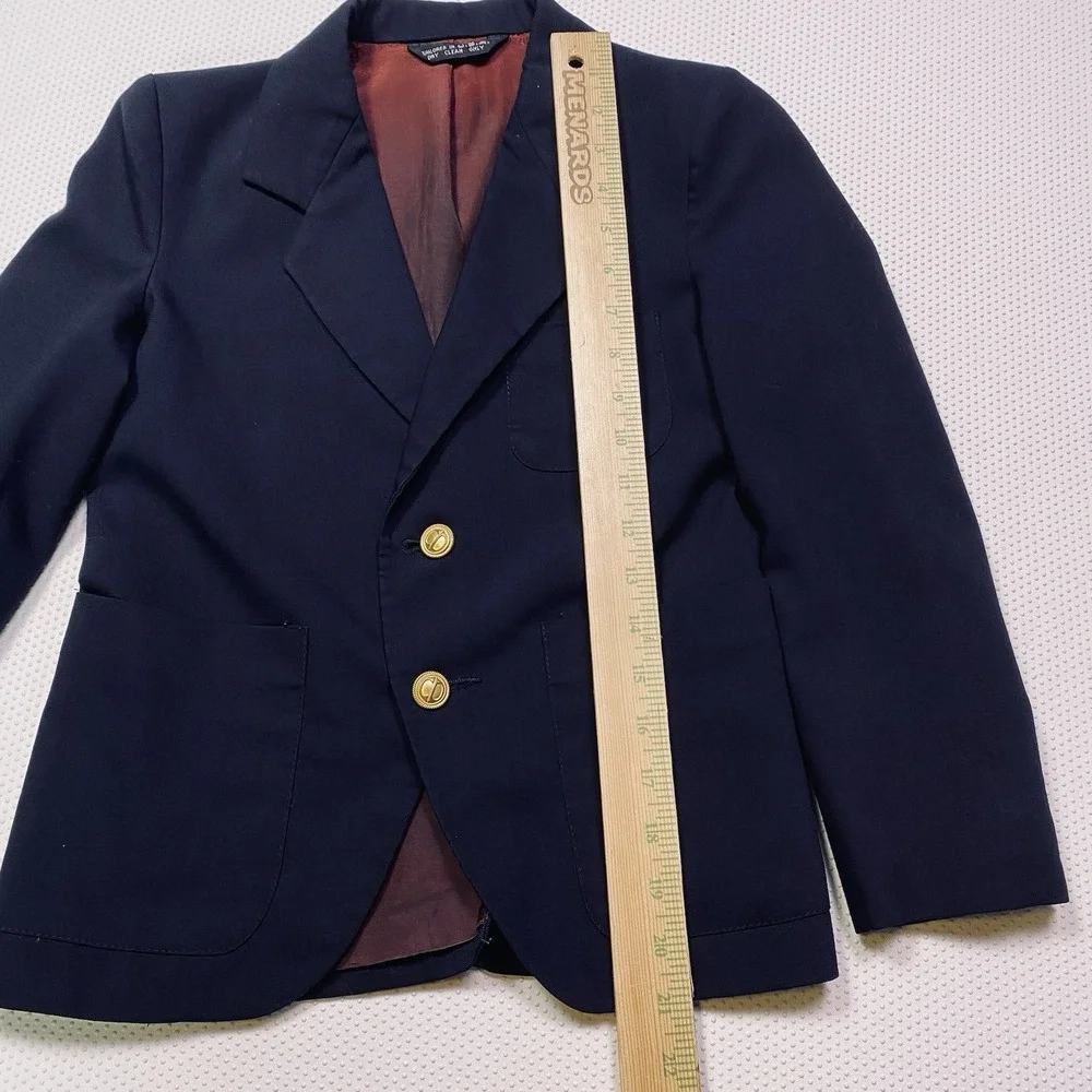 Vintage Christian Dior Jeune Homme Blazer Navy Gold Buttons Wool Boys Size 10
